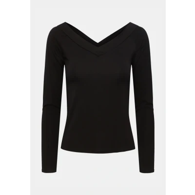 Image of Pieces Pcmaliva OFF Shoulder Vneck Long sleeved top, Women&#039;s, Size: XS, Black