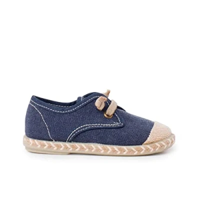Image of Pisamonas Puntera YUTE Cordon ELÁSTICO Baby shoes for kids, Size: 2, Azul marino Textile