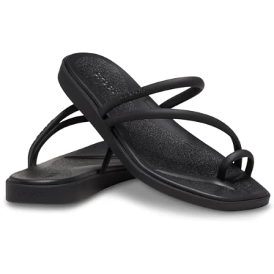 Image of Crocs Women&#039;s Miami Sandal Flat, Black, 4 UK