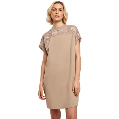 Image of Urban Classics Ladies LACE TEE Dress Day dress, Women&#039;s, Size: 4XL, Softtaupe