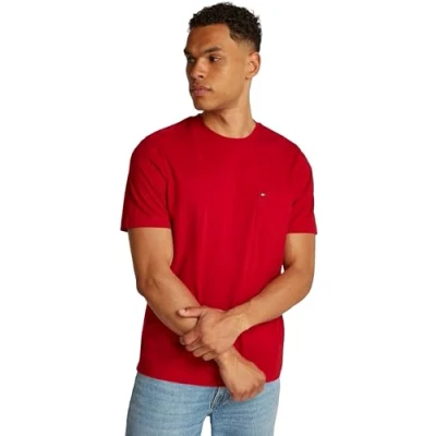 Image of Tommy Hilfiger Essential Solid Pocket TEE Basic Tshirt, Men&#039;s, Size: 3XL, Medium red