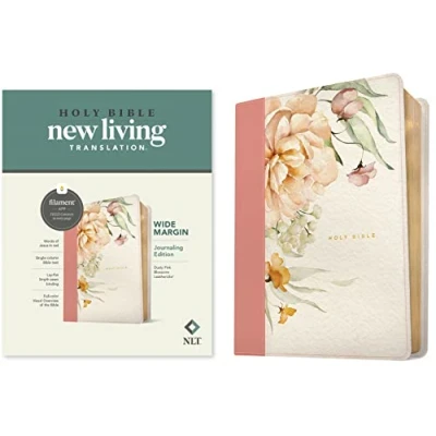 Image of NLT Wide Margin Bible, Filament Enabled Edition (Leatherlike, Dusty Pink Blossoms, Red Letter): New Living Translation, ... Bible Text, Full Color Visual Overview