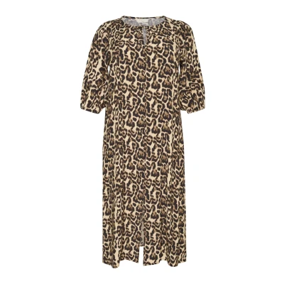 Image of Kaffe Curve Perla Day dress, Women&#039;s, Size: 16, Naturel leopard print