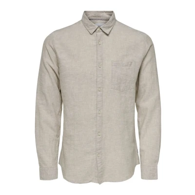 Image of Only &amp; Sons Onscaiden Solid NOOS Shirt, Men&#039;s, Size: Medium, Beige