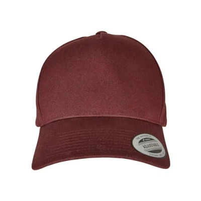 Image of Flexfit 5PANEL Curved Classic Snapback Cap, Size: One Size, Burgundy