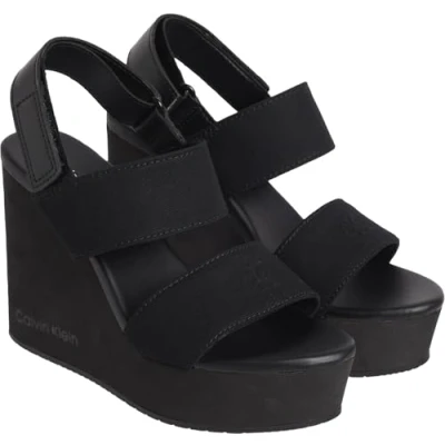 Image of Calvin Klein Jeans Wedge sandals, Women&#039;s, Size: 6.5, Triple black shoes