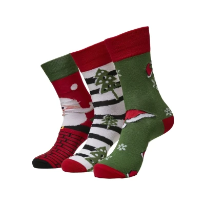 Image of Urban Classics Stripe Santa Christmas 3PACK Socks, Men&#039;s, Size: 9 11.5, Multicolor