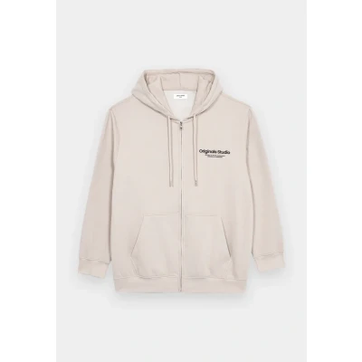 Image of JACK &amp; JONES Men&#039;s Jorvesterbro Sweat Zip Hood Noos Pls Sweatshirt Jacket, Moonbeam, 3XL Plus