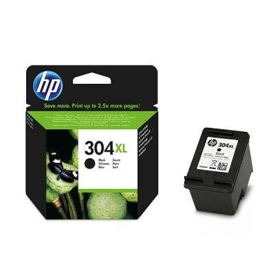 Image of HP N9K08AE 304XL High Yield Original Ink Cartridge, Black, Packaging may vary, Pack of 1