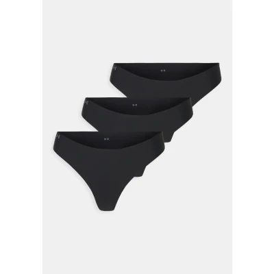 Image of Under Armour Underwear PURE Stretch NO SHOW Thong Solid 3 PACK Thong, Women&#039;s, Size: Small, Black