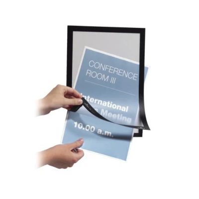Image of Durable DURAFRAME Self Adhesive Magnetic Frame A3 Format In Silver Pack of 2 Frames Document for Professional Internal Signage