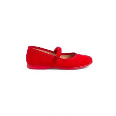 Image of Pisamonas Ankle strap ballet pumps for kids, Size: 4.5K/5K, Rojo Textile/synthetics