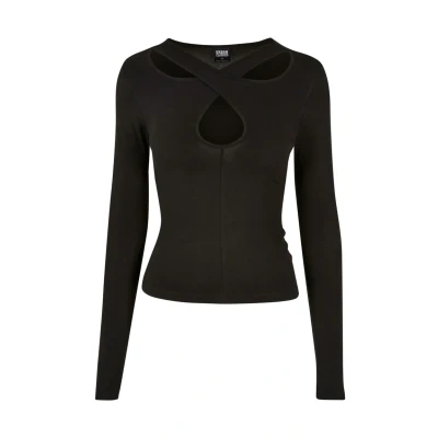 Image of Urban Classics Crossed CUT OUT Longsleeve Long sleeved top, Women&#039;s, Size: 4XL, Black