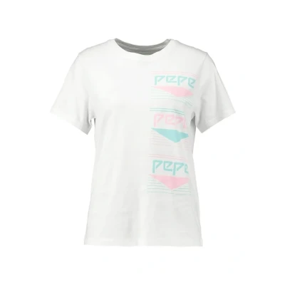 Image of Pepe Jeans Print Tshirt, Women&#039;s, Size: Small, White