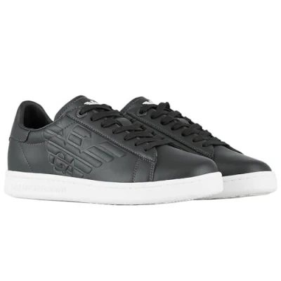 Image of EA7 Emporio Armani Classic Unisex Trainers, Size: 6, Black Leather
