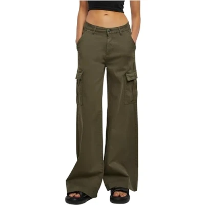 Image of Urban Classics WIDE LEG Twill Cargo trousers, Women&#039;s, Size: 28, Olive