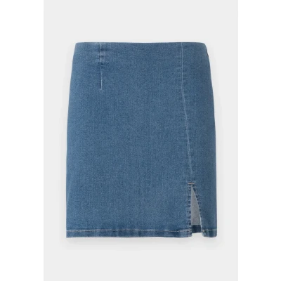 Image of VERO MODA Women&#039;s Denim Skirt with Zip and Straight Cut, Medium blue (medium denim), XS