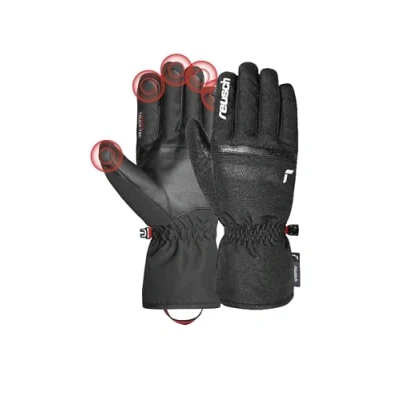 Image of Reusch Winter Glove All Finger Touch Extra Warm, Windproof and Breathable Unisex Gloves, Ski Gloves for Men Women, Screen Compatible, Black/Silver, 10