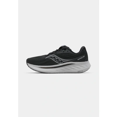 Image of Saucony RIDE 18 Road running shoes, Men&#039;s, Size: 9.5, Black/white Textile/synthetics