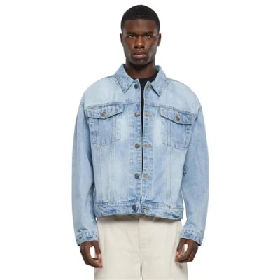 Image of Urban Classics Heavy Ounce BOXY Denim jacket, Men&#039;s, Size: Small, New light blue washed