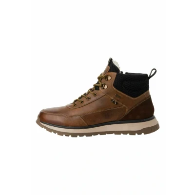 Image of s.Oliver Laceup ankle boots, Men&#039;s, Size: 7.5, Cognac Leather and textile