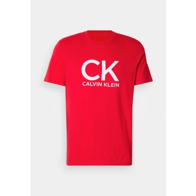 Image of Calvin Klein Jeans Graphic TEE Print Tshirt, Men&#039;s, Size: XS, Berry sangria