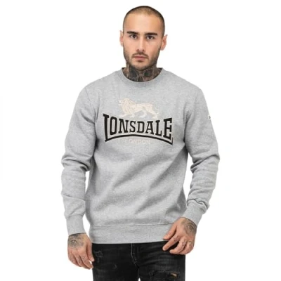 Image of Lonsdale Rundhals Normale Passform Lawins Sweatshirt, Men&#039;s, Size: Large, Marl grey black