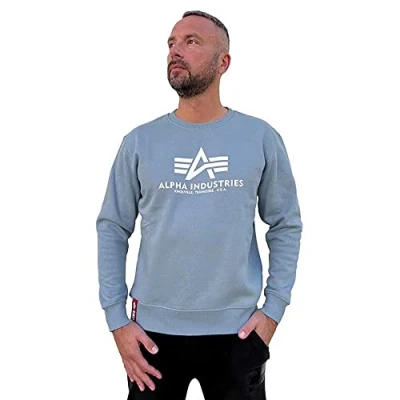 Image of Alpha Industries Basic Sweatshirt, Men&#039;s, Size: Large, Grey blue