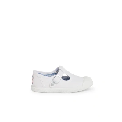Image of Pisamonas Ankle strap ballet pumps for kids, Size: 4.5K/5K, Blanco Textile/synthetics