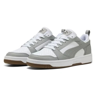Image of Puma Unisex&#039;s Rebound V6 Low Sneaker, White Gray Echo Black, 13 UK