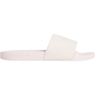 Image of Calvin Klein Jeans Slide Monogram Mules, Women&#039;s, Size: 5, Triple whisper pink Cotton