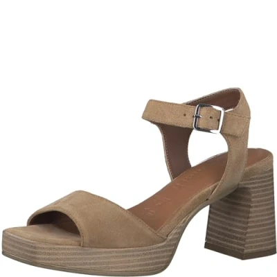 Image of Tamaris High heeled sandals, Women&#039;s, Size: 36, Tan suede shoes