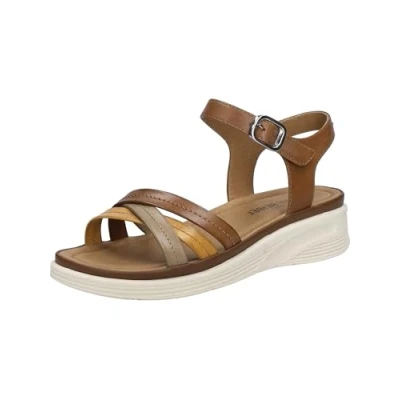 Image of Josef Seibel Sevran Wedge sandals, Women&#039;s, Size: 4, Cognac multi Leather