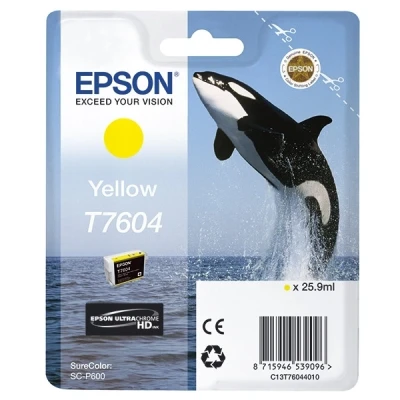 Image of Epson Killer Whale T7604 Ink Cartridge, Yellow, Genuine