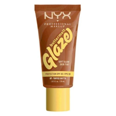 Image of NYX Professional Makeup Buttermelt Glaze Soft Glow Skin Tint + SPF/FPS 30 Foundation (Various Shades) Toffee