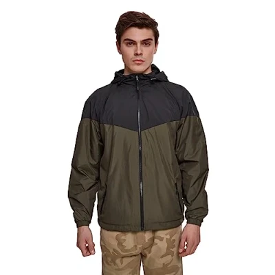Image of Urban Classics TONE TECH Windbreaker, Men&#039;s, Size: Large, Black/dark olive