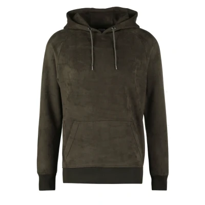 Image of Urban Classics Men&#039;s Imitation Suede Hoody Sports, Green (Olive 176), S