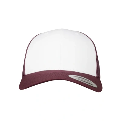 Image of Flexfit Retro Trucker Cap, Size: One Size, Maroon/white