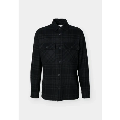 Image of JACK &amp; JONES Men&#039;s Jprraymond Melange Check Overshirt LS Sn Shirt Jacket, Black beauty/fit: comfort fit, S