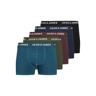 Image of Jack &amp; Jones Jacteo Trunks 5 PACK Boxer shorts, Men&#039;s, Size: Small, Navy/vineyard wine/black/kombu green/legion blue