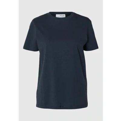 Image of SELECTED FEMME Women&#039;s Slfmyessential Ss O Neck Tee Noos T Shirt, Dark Sapphire, XS