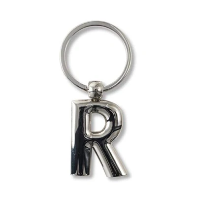 Image of IF Metal Letter Keyring Personalised Alphabet Letters Silver R Keyring, 7 cm;,Silver
