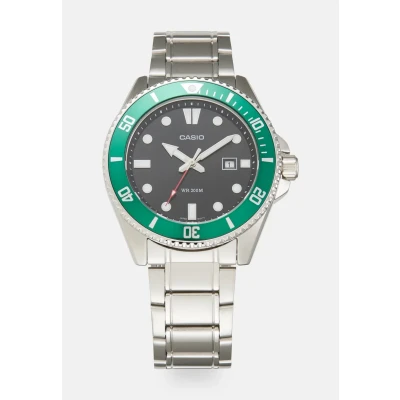 Image of Casio Watch Watch, Men&#039;s, Size: One Size, Silver green