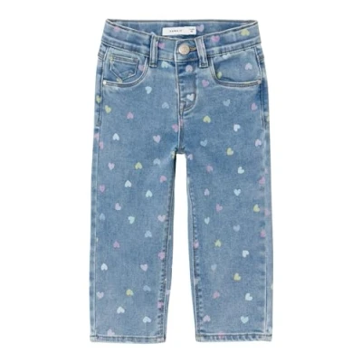 Image of Name it Nmfbella Straight leg jeans for kids, Size: 7y, Medium blue denim