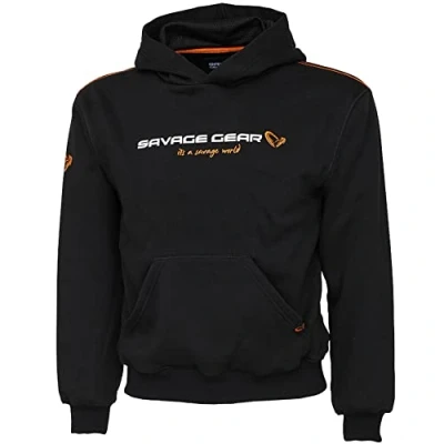 Image of Savage Gear Junior Logo Hoodie 10 12 Black Ink Fishing Jersey jumper