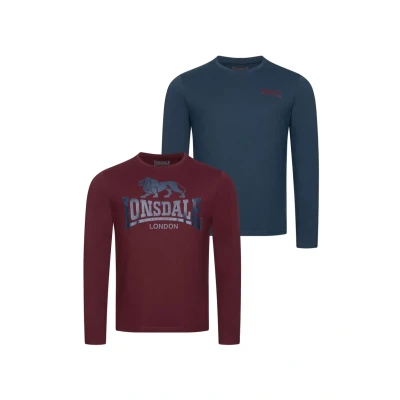 Image of Lonsdale Normale Passform Doppelpack Ayrshire Long sleeved top, Men&#039;s, Size: 5XL, Dark navy oxblood