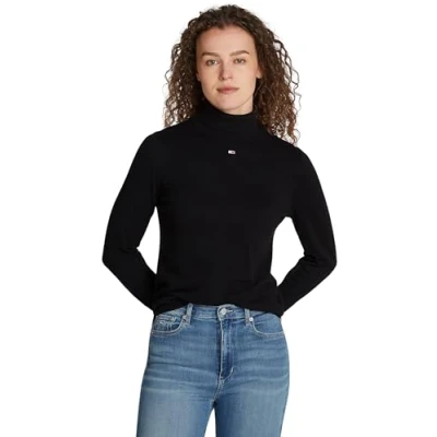 Image of Tommy Jeans Essential Sweater Jumper, Women&#039;s, Size: 6XL, Black