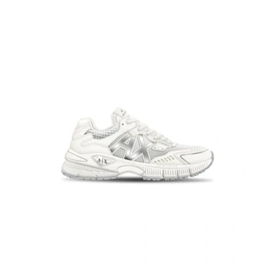 Image of Armani Exchange Trainers, Women&#039;s, Size: 8, Off white/silver Imitation leather/ textile