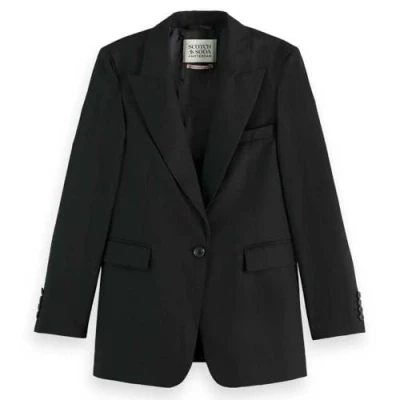 Image of Scotch &amp; Soda Women&#039;s Core Sb Fitted Blazer Jacket, Night Blue Pinstripe 7439, XL