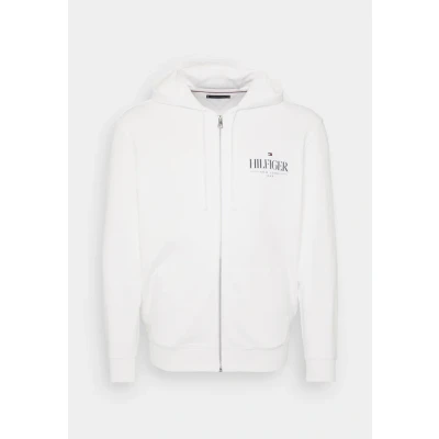 Image of Tommy Hilfiger Stacked Hooded ZIP Zipup sweatshirt, Men&#039;s, Size: XXL, White